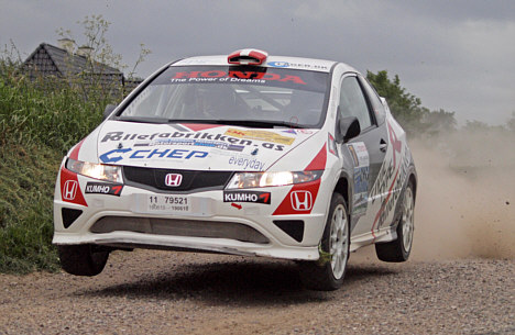 Martin Knudsen og Søren Kjær var flyvende på de lange hastighedsprøver i Rally Sønderjylland 2010.